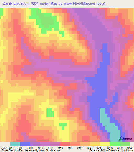 Zarak,Afghanistan Elevation Map
