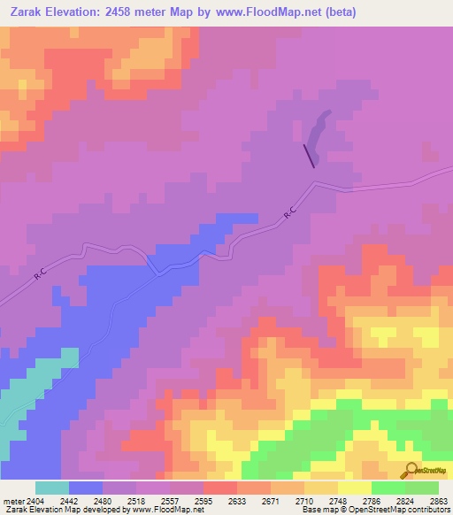 Zarak,Afghanistan Elevation Map
