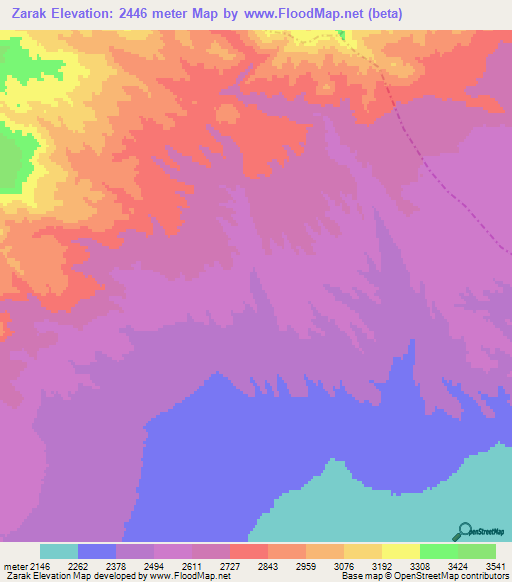 Zarak,Afghanistan Elevation Map
