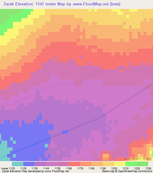 Zarak,Afghanistan Elevation Map