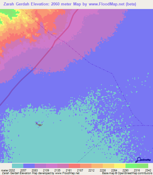Zarah Gerdah,Afghanistan Elevation Map
