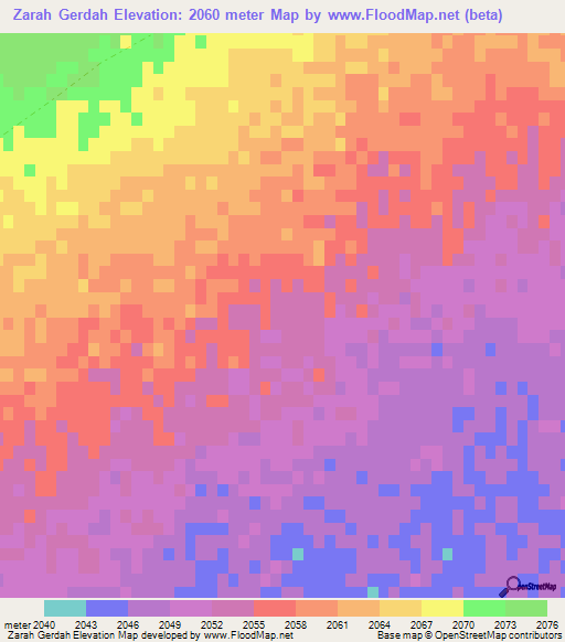 Zarah Gerdah,Afghanistan Elevation Map