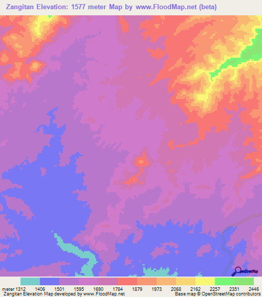 Zangitan,Afghanistan Elevation Map