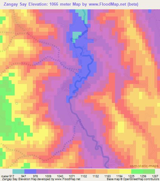 Zangay Say,Afghanistan Elevation Map