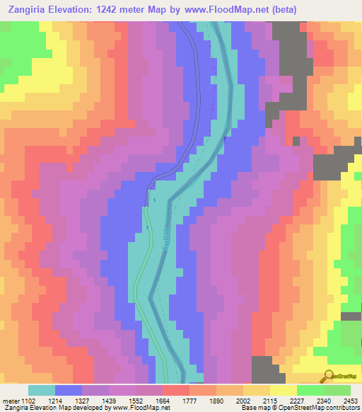 Zangiria,Afghanistan Elevation Map