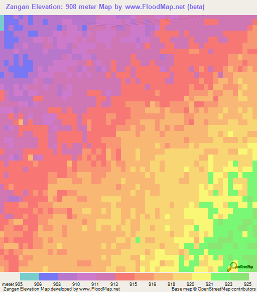 Zangan,Afghanistan Elevation Map