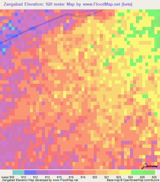 Zangabad,Afghanistan Elevation Map