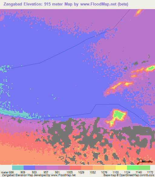 Zangabad,Afghanistan Elevation Map