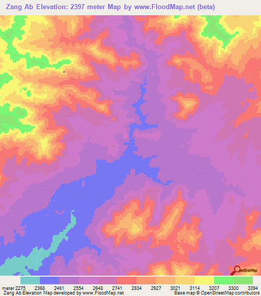 Zang Ab,Afghanistan Elevation Map