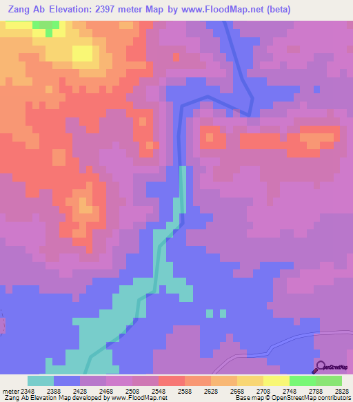 Zang Ab,Afghanistan Elevation Map