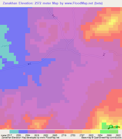 Zanakhan,Afghanistan Elevation Map