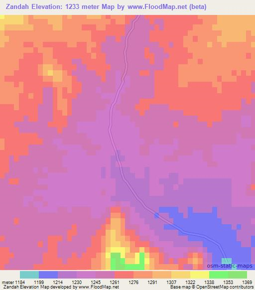 Zandah,Afghanistan Elevation Map