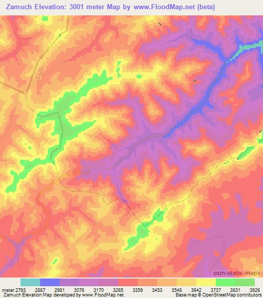 Zamuch,Afghanistan Elevation Map