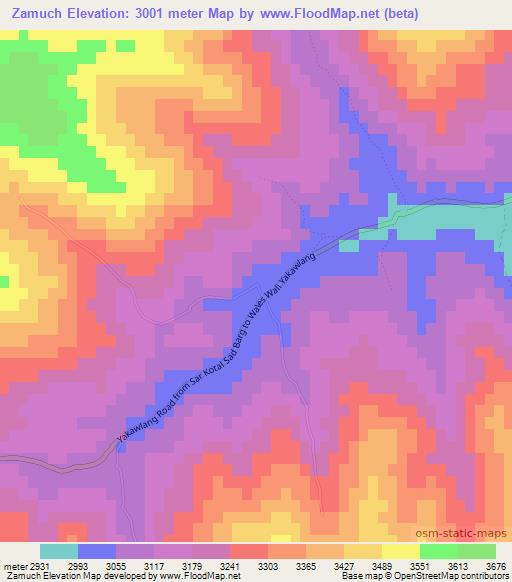 Zamuch,Afghanistan Elevation Map