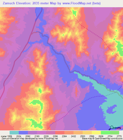 Zamuch,Afghanistan Elevation Map