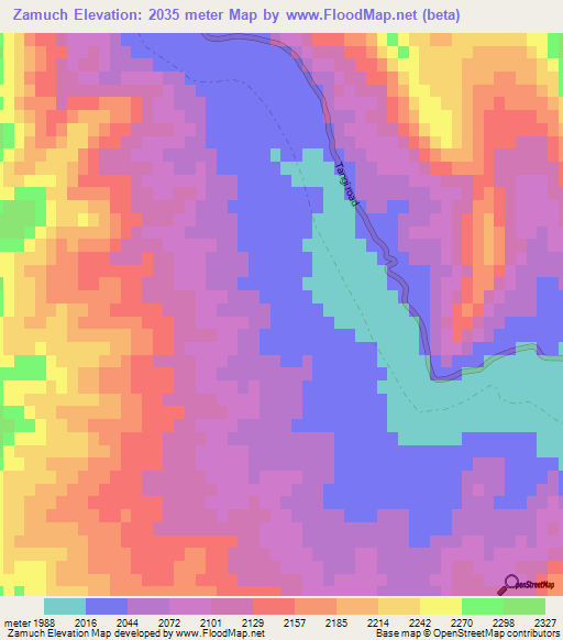 Zamuch,Afghanistan Elevation Map