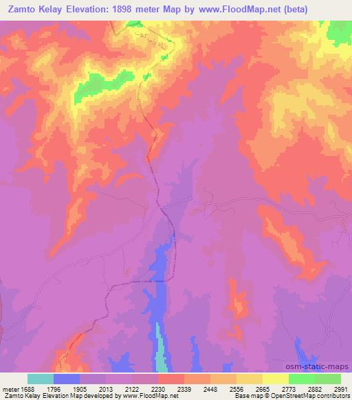 Zamto Kelay,Afghanistan Elevation Map
