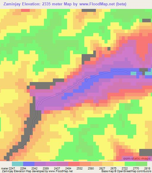 Zaminjay,Afghanistan Elevation Map