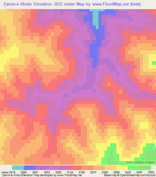 Zamin-e Hindu,Afghanistan Elevation Map