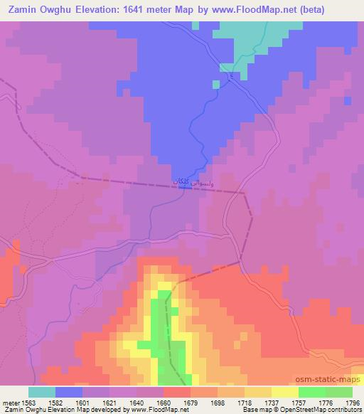 Zamin Owghu,Afghanistan Elevation Map