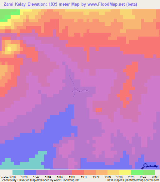 Zami Kelay,Afghanistan Elevation Map
