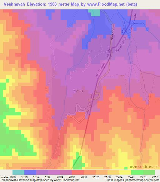 Veshnavah,Iran Elevation Map
