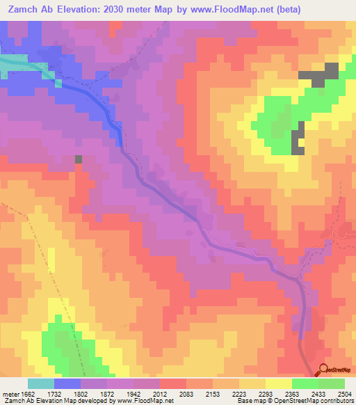Zamch Ab,Afghanistan Elevation Map