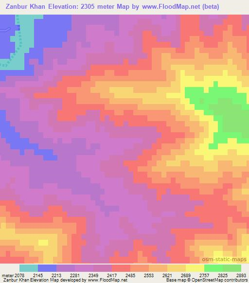 Zanbur Khan,Afghanistan Elevation Map