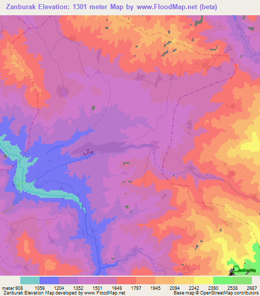 Zanburak,Afghanistan Elevation Map