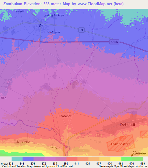 Zambukan,Afghanistan Elevation Map