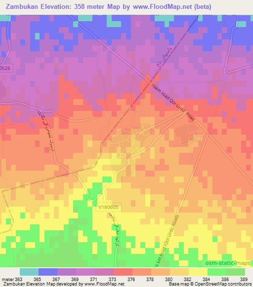 Zambukan,Afghanistan Elevation Map