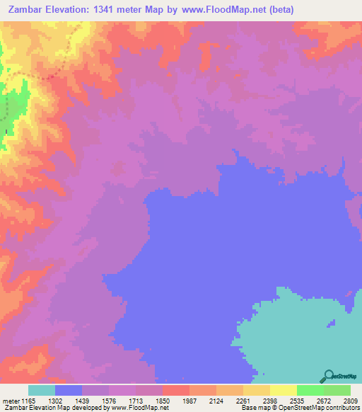 Zambar,Afghanistan Elevation Map