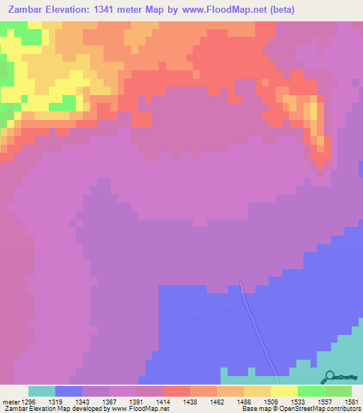 Zambar,Afghanistan Elevation Map