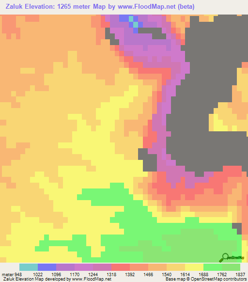 Zaluk,Afghanistan Elevation Map