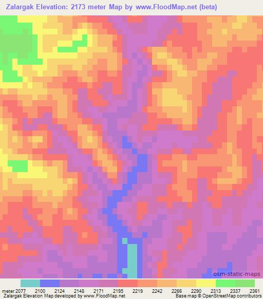 Zalargak,Afghanistan Elevation Map