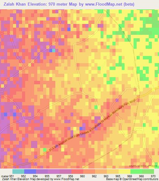 Zalah Khan,Afghanistan Elevation Map