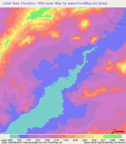 Zalah Kala,Afghanistan Elevation Map