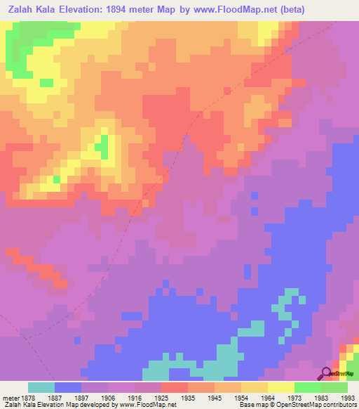 Zalah Kala,Afghanistan Elevation Map