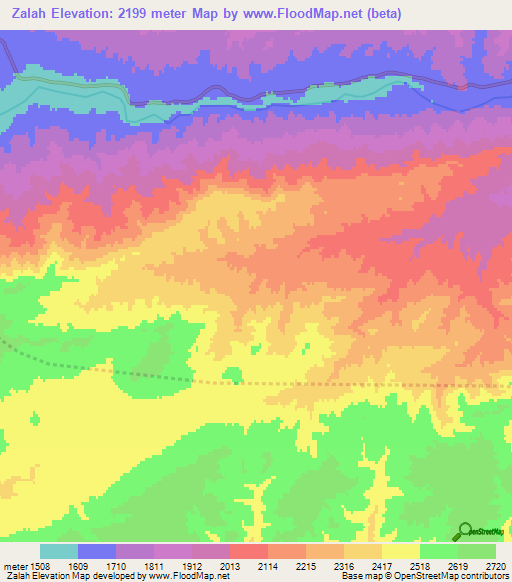 Zalah,Afghanistan Elevation Map