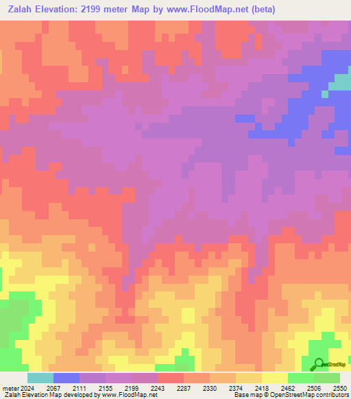 Zalah,Afghanistan Elevation Map