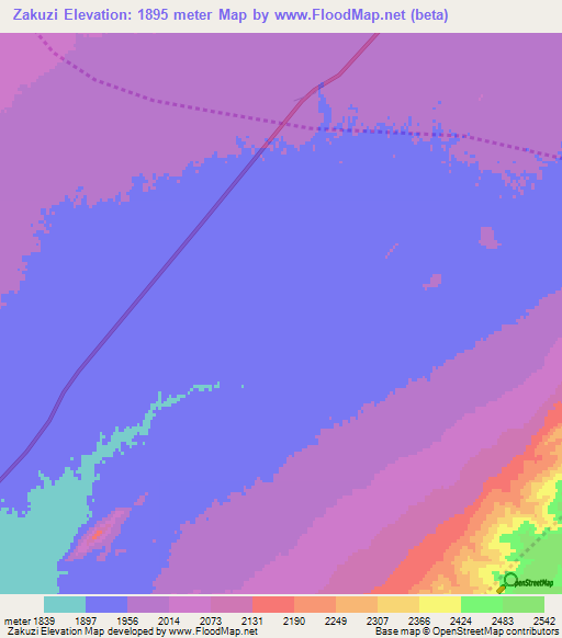 Zakuzi,Afghanistan Elevation Map