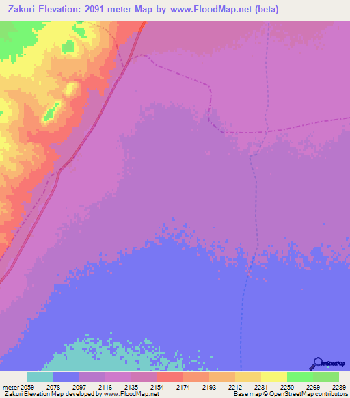 Zakuri,Afghanistan Elevation Map