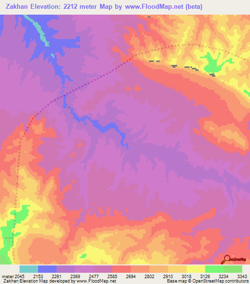 Zakhan,Afghanistan Elevation Map