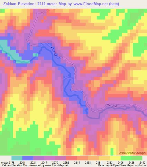 Zakhan,Afghanistan Elevation Map
