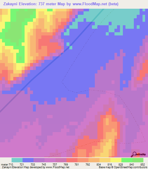 Zakayni,Afghanistan Elevation Map