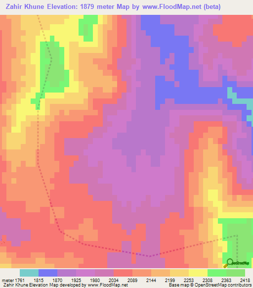 Zahir Khune,Afghanistan Elevation Map
