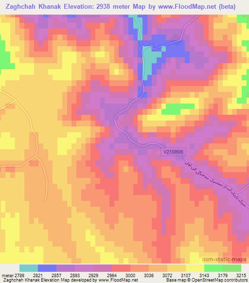 Zaghchah Khanak,Afghanistan Elevation Map