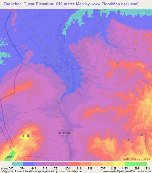 Zaghchah Guzar,Afghanistan Elevation Map