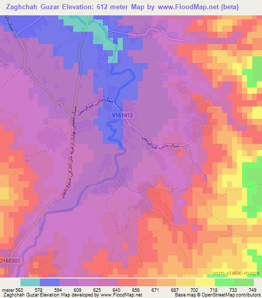 Zaghchah Guzar,Afghanistan Elevation Map