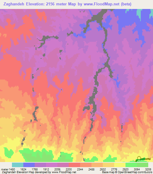 Zaghandeh,Afghanistan Elevation Map